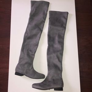 Suede Grey Thigh High boots